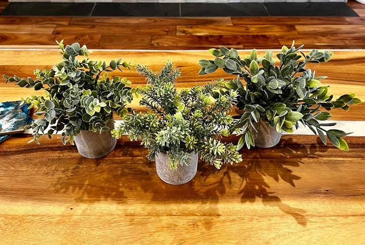 3 Pack Mini Potted Fake Plants Artificial Plastic Eucalyptus Plants