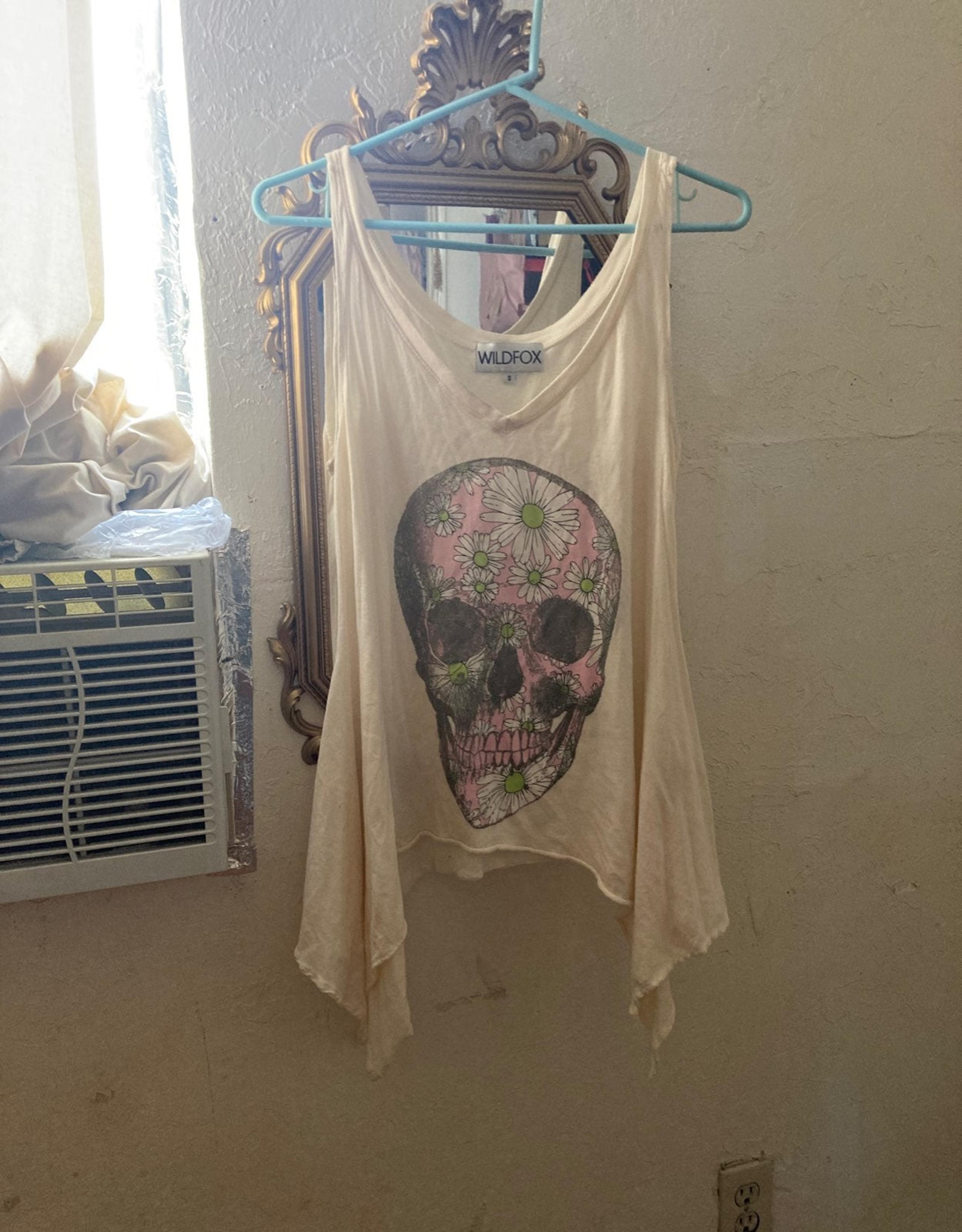Wildfox skull-and-flowers flowy tank