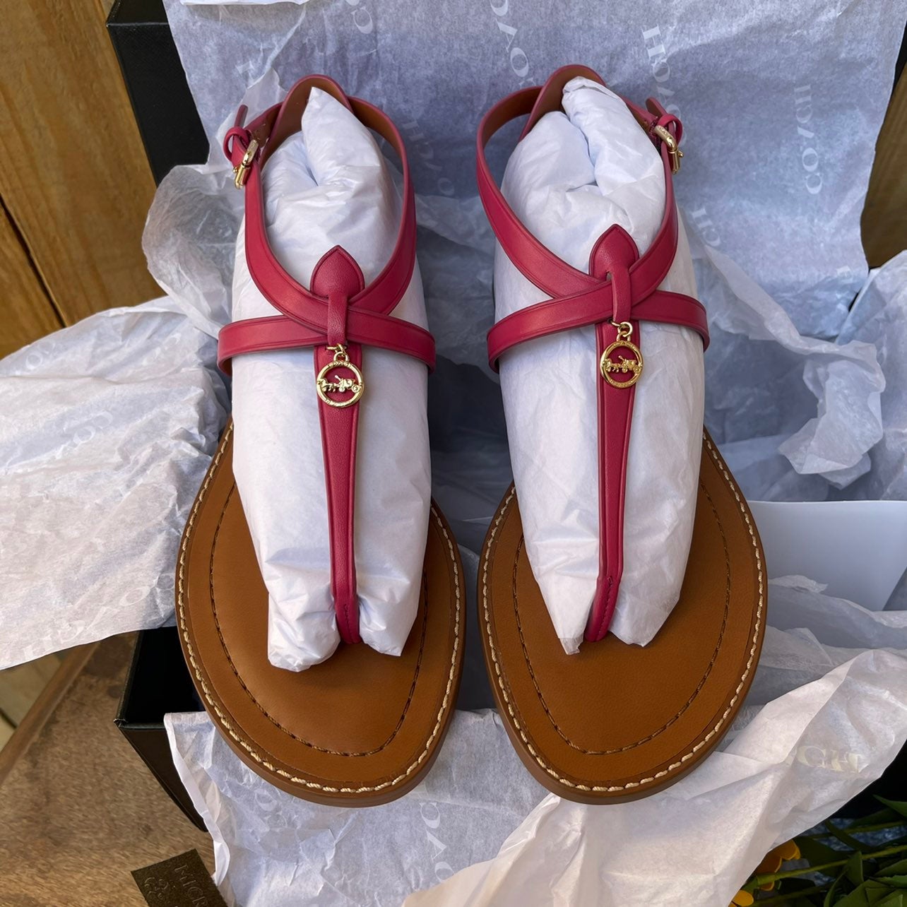 Coach Lydia leather sandals 7.5 New in b