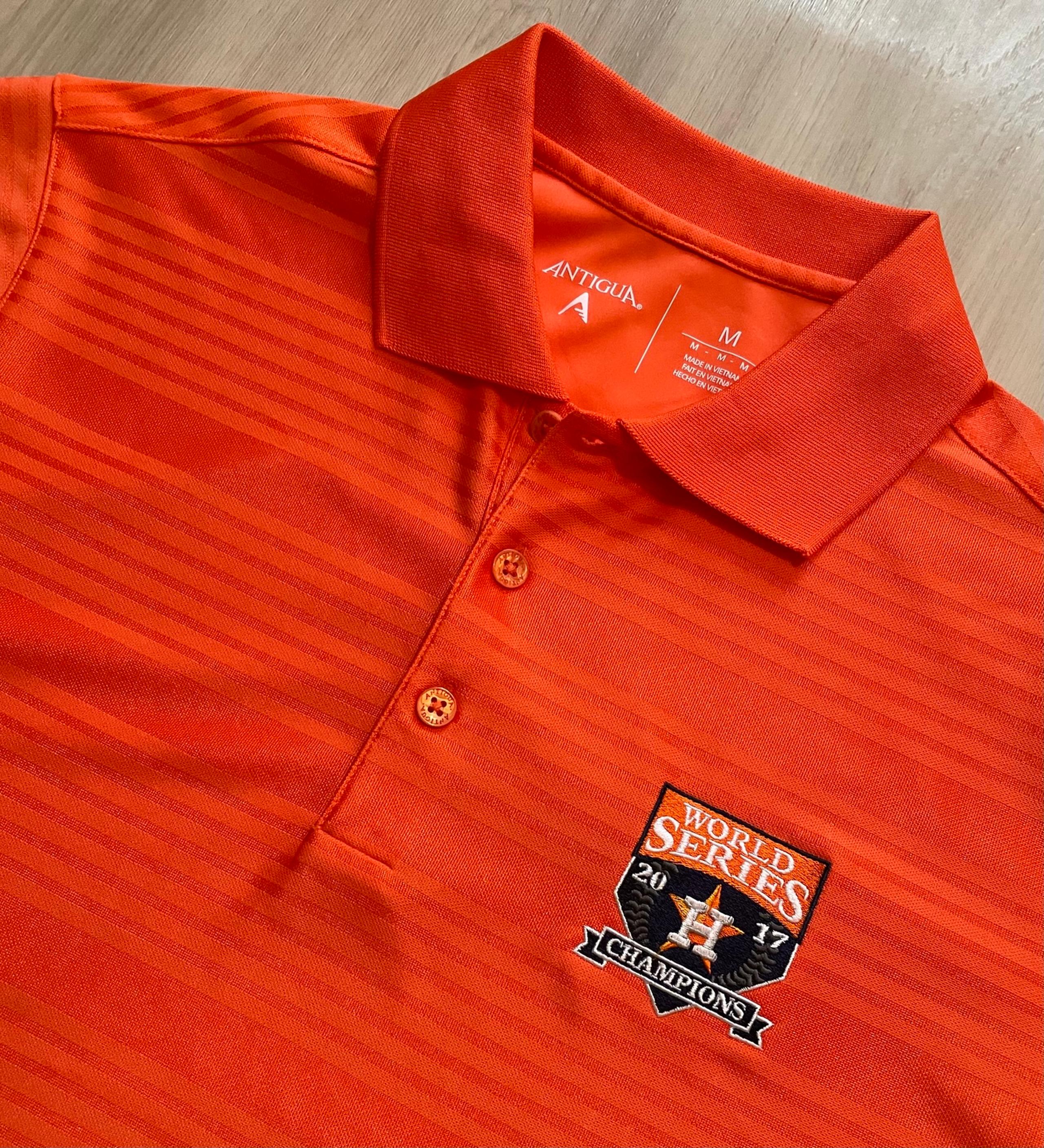 Antigua Houston Astros Polo Shirt 2017 World Series Champions Mens Sz M MLB