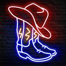 Cowboy Boot Neon Sign, Neon Cowboy Hat Sign for Wall Decor