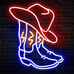 Cowboy Boot Neon Sign, Neon Cowboy Hat Sign for Wall Decor