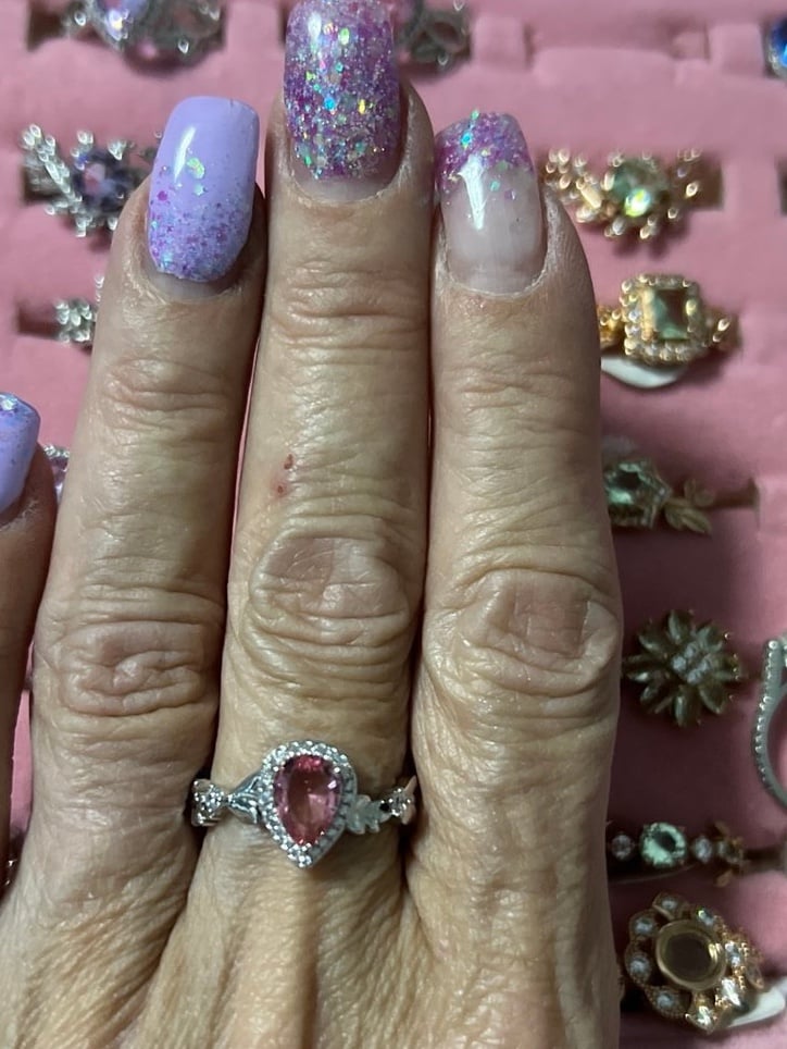 Southern Garden from Ring bomb party. The Daphne ring size 6, pink tourmaline.