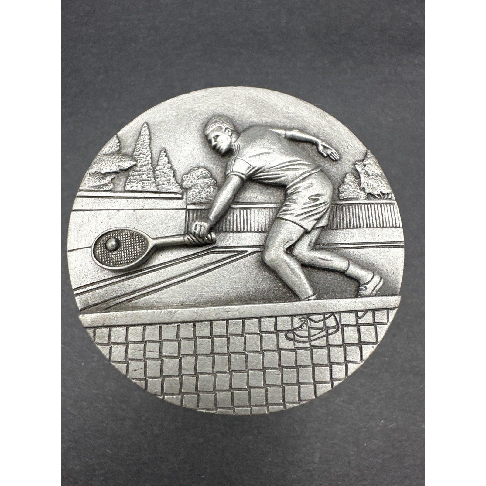 Tennis Jewelry Box with Pewter Lid and Removable Tennis Racket Tie Tack, Ms Dee