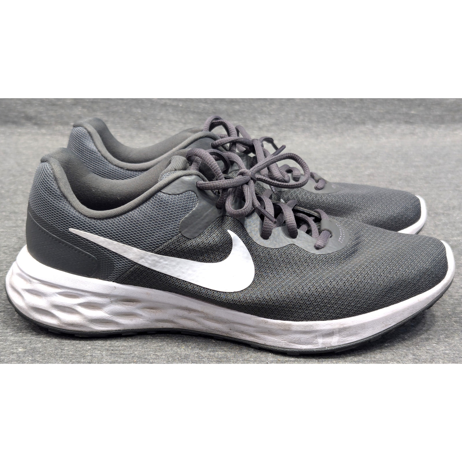 NIKE Mens Running Shoes - Gray, Revolution 6, Lace Up, Size 11