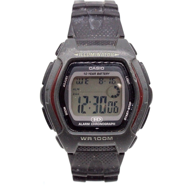 Casio Digital Watch Mens Black Tone Steel HDD600-1AV 10-Year-Battery Sport Watch