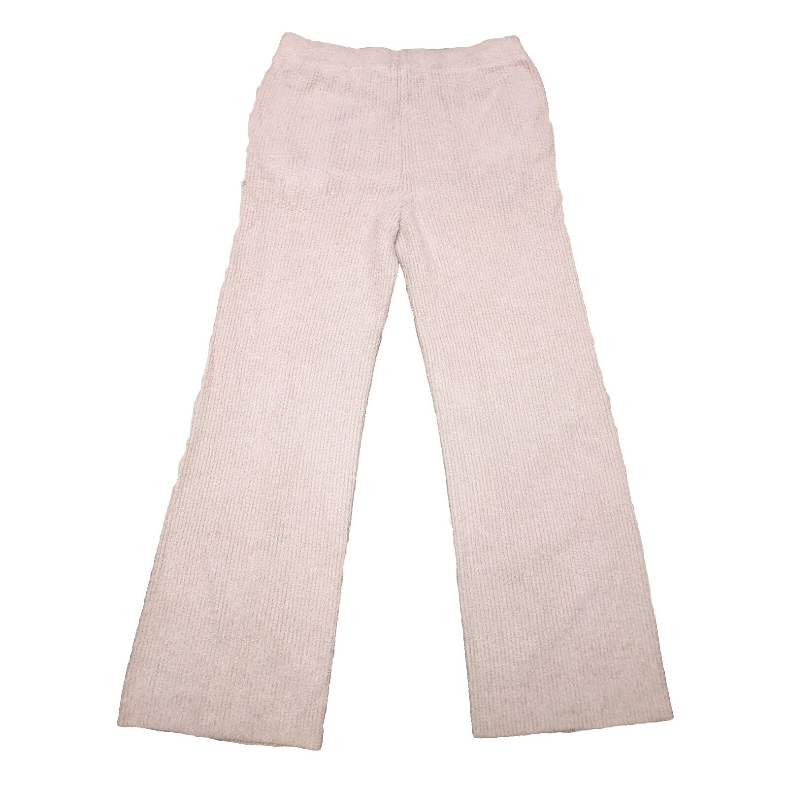 Barefoot Dreams Pants Women's M Beige CozyChic Lite Knit Wide Leg Pockets Ribbed