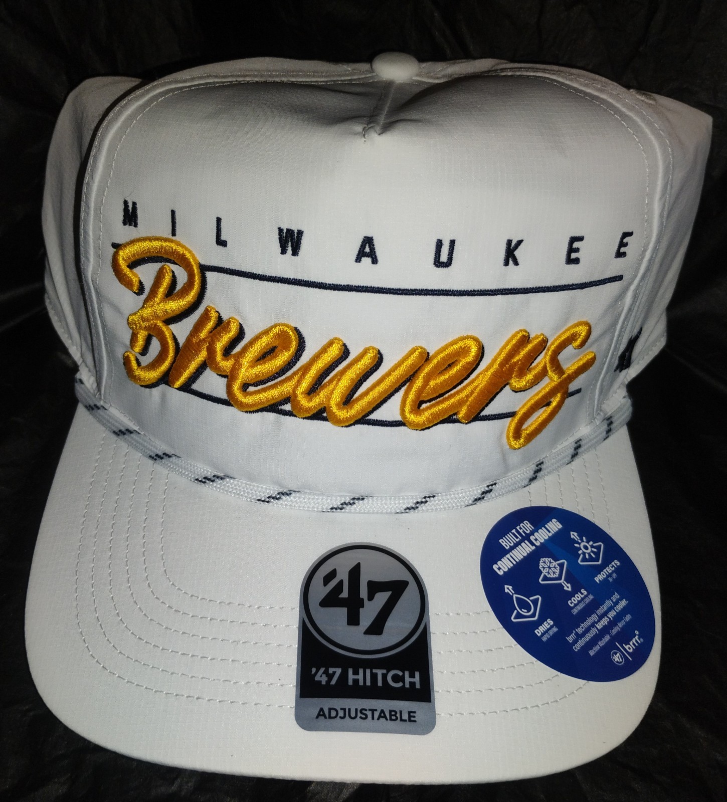 Milwaukee Brewers '47 Brand Hitch White Script Retro Style Rope Snapback Hat NWT