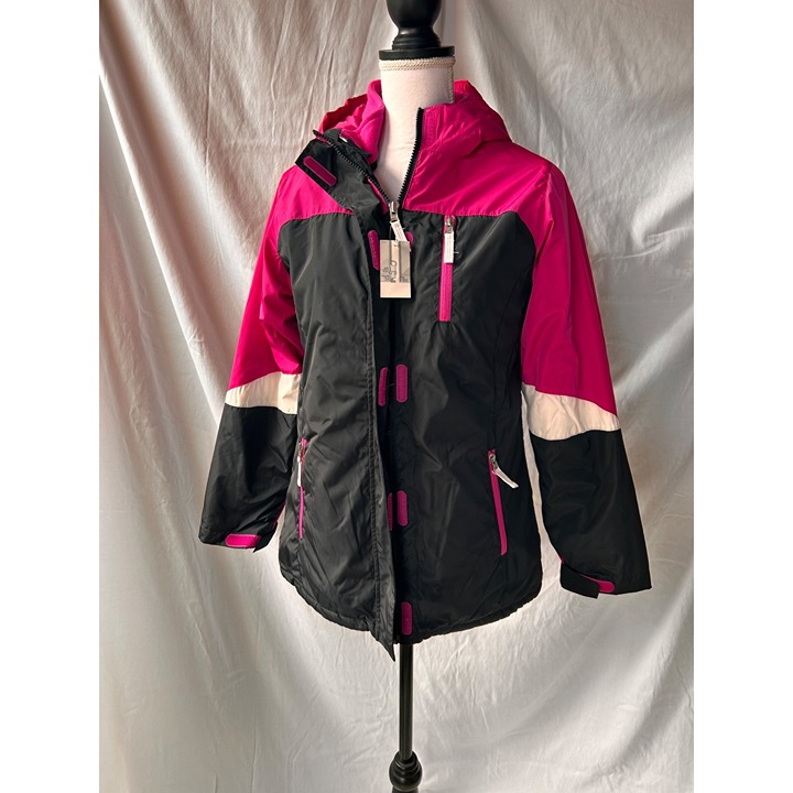 NWT- Lands End Girls Winter Jacket Black & Pink Size 14 Removable Liner