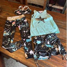 Justice Gymnast Active Set Tank Top, Sports Bra, Leggings, Shorts size 12/14