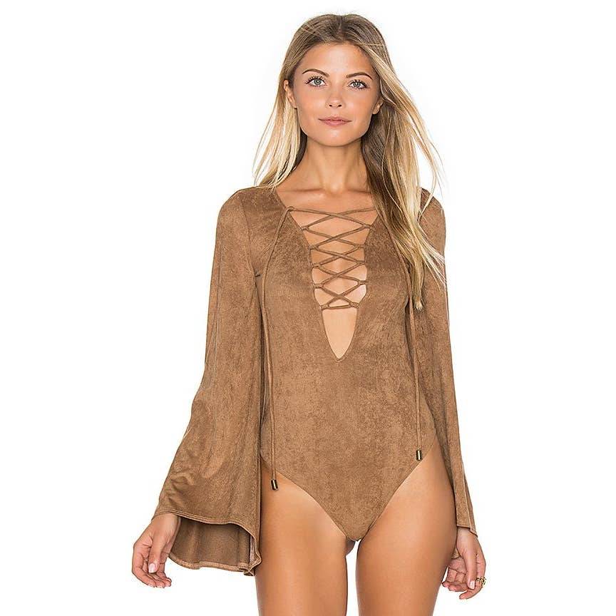 NWT Show Me Your Mumu Louisiana Lace Up Bodysuit size Small