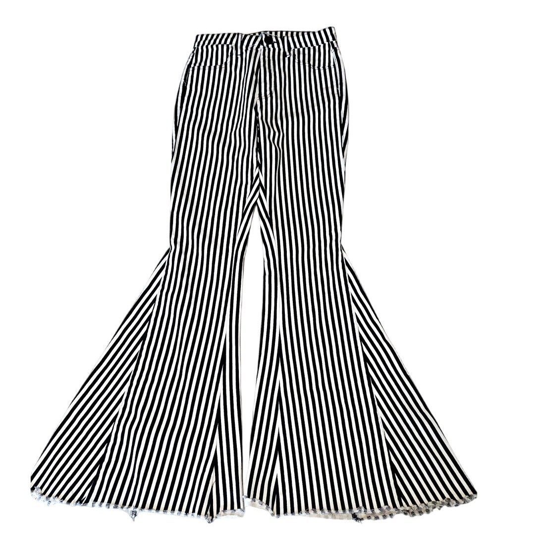 Mumu Blue Berkeley Bells Striped Bell Bottoms Pants Women's Junior 25 3244