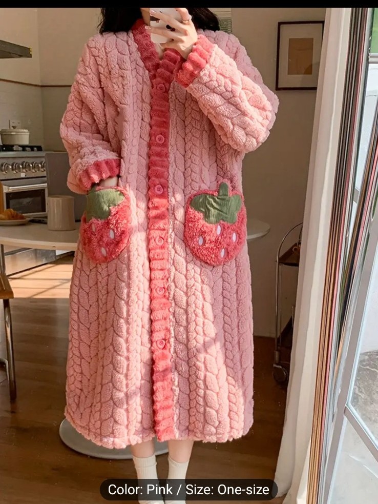 Strawberry bath robe one size fits all