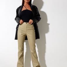 ZOVEN FLARE TROUSER IN PU SAGE