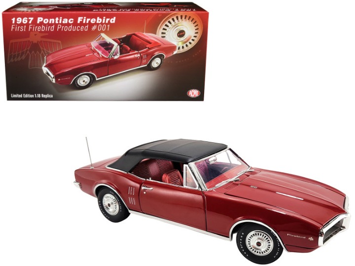 1967 Pontiac Firebird Convertible Regimental Red with Black Top "First Firebird