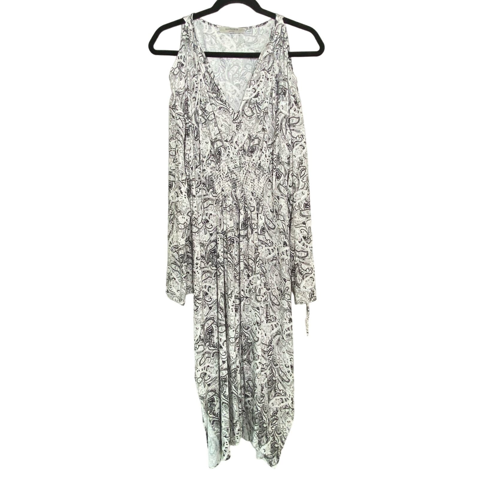 ALLSAINTS Lavete Paisley Cold Shoulder Midi Dress Medium