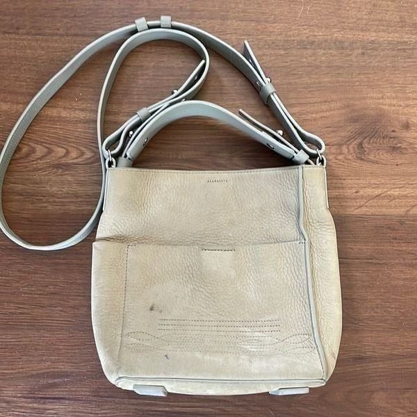 All Saints Fetch Crossbody Leather Bag (Taupe)