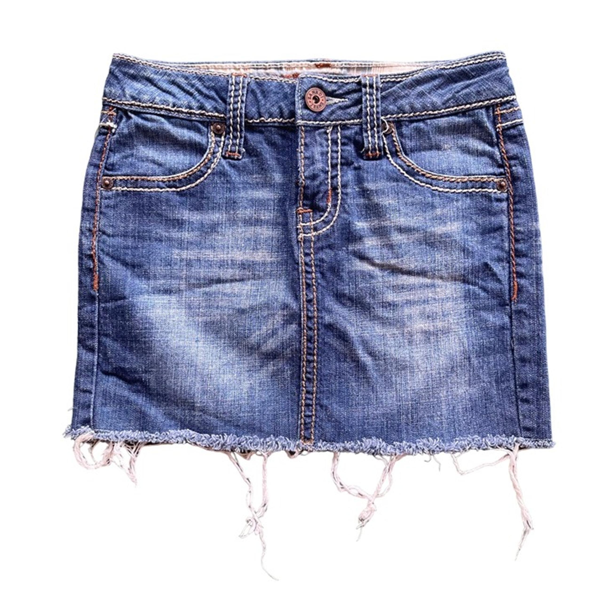 Zana Di Jeans Womens 0 Mini Denim Skirt Flap Pockets Thick Stitch Raw Hem y2k