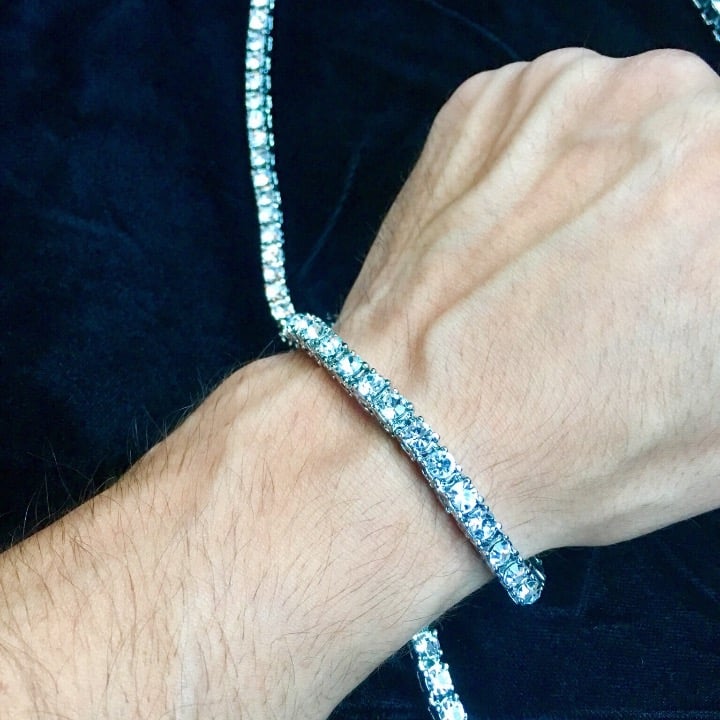 FULL DIAMONDS CZ 18K WHITE GOLD BRACELET