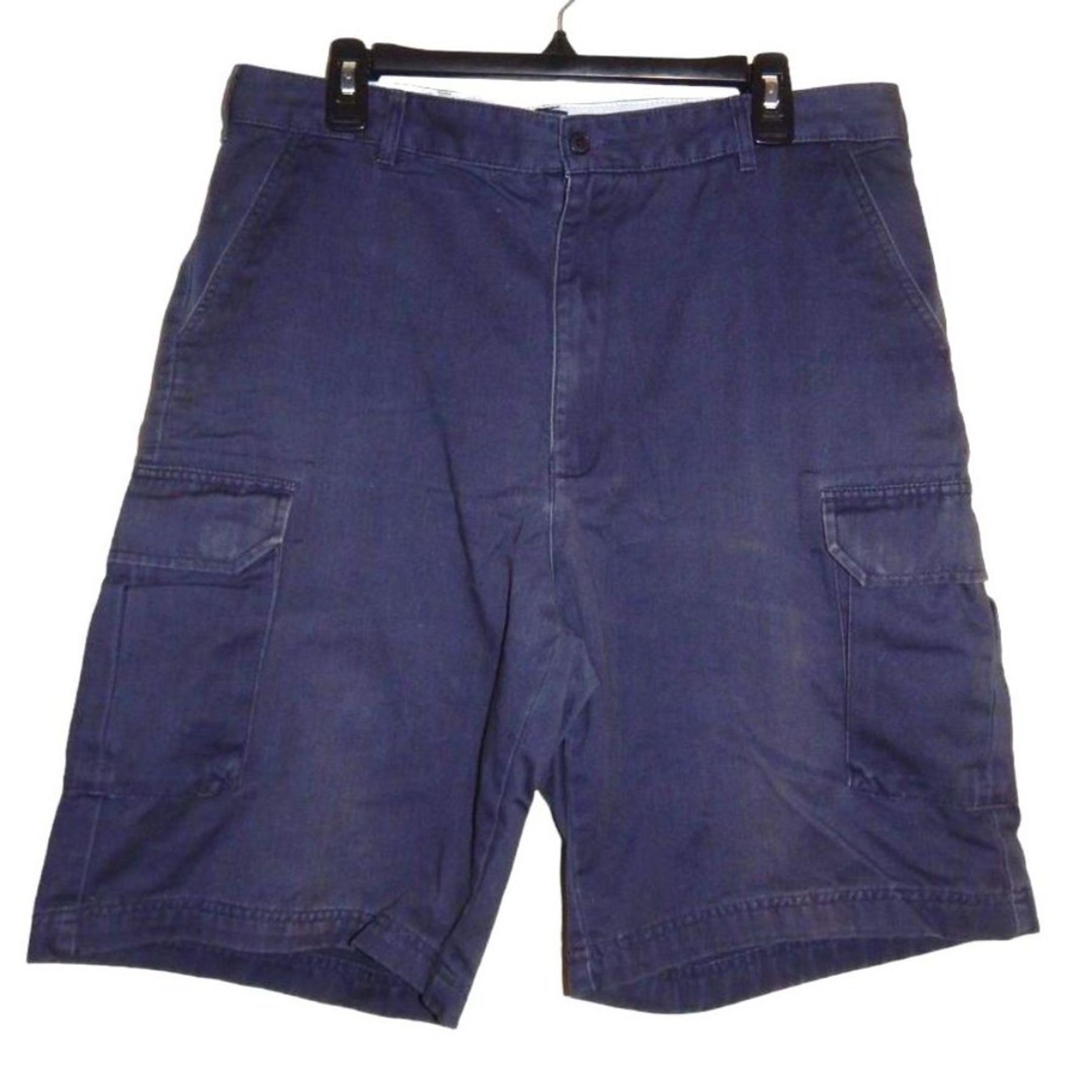 LANDS' END men's size 36 cotton solid dark navy blue cargo shorts