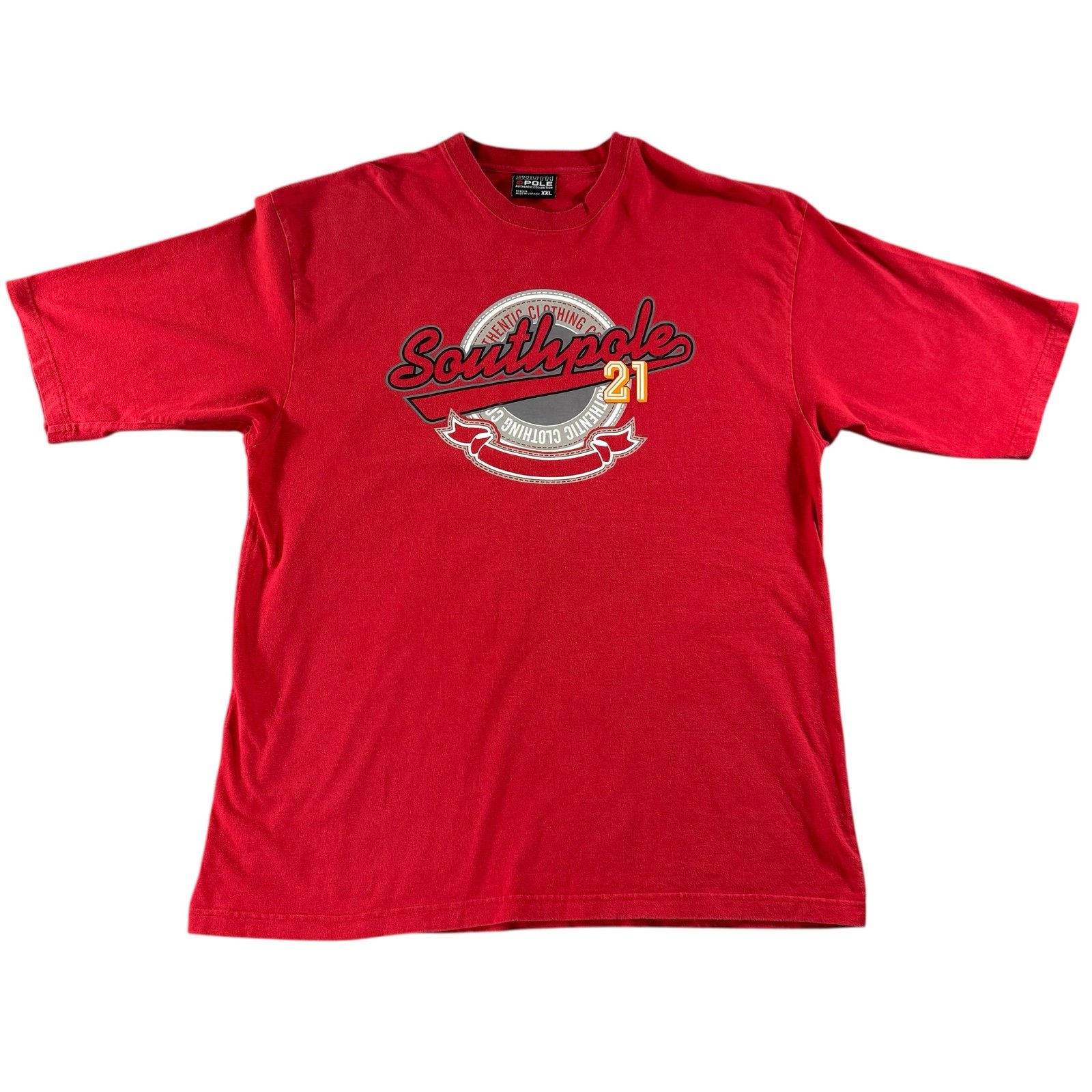 Vintage Southpole Men’s Y2K Red Crest Logo T-Shirt XXL