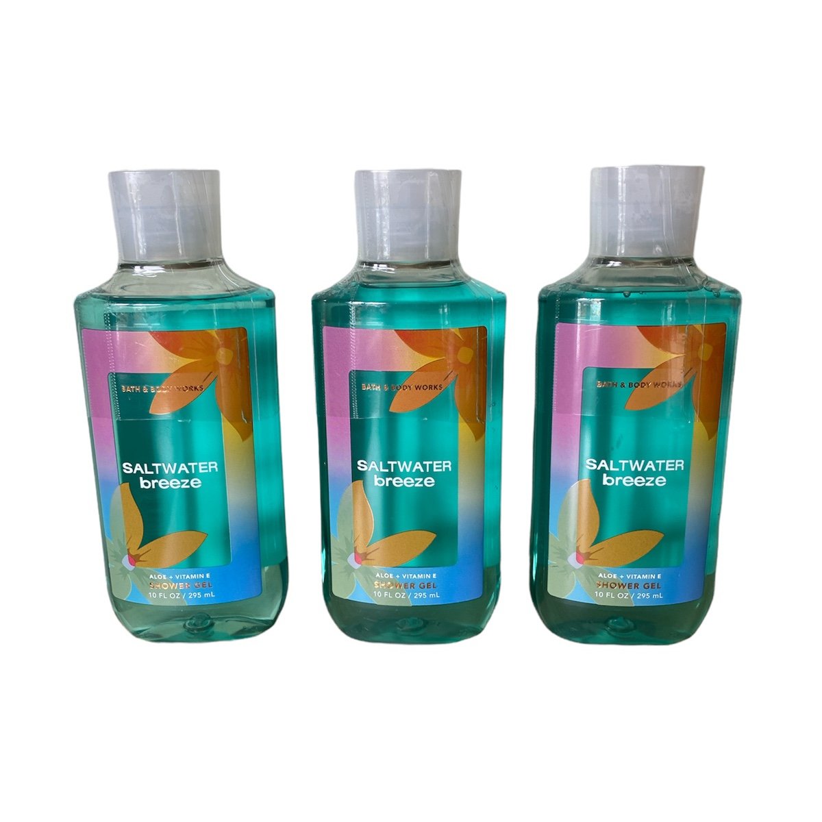 Bath & Body Works Saltwater Breeze (Musk, Linen)Shower Gel w/Aloe & Vitamin E x3