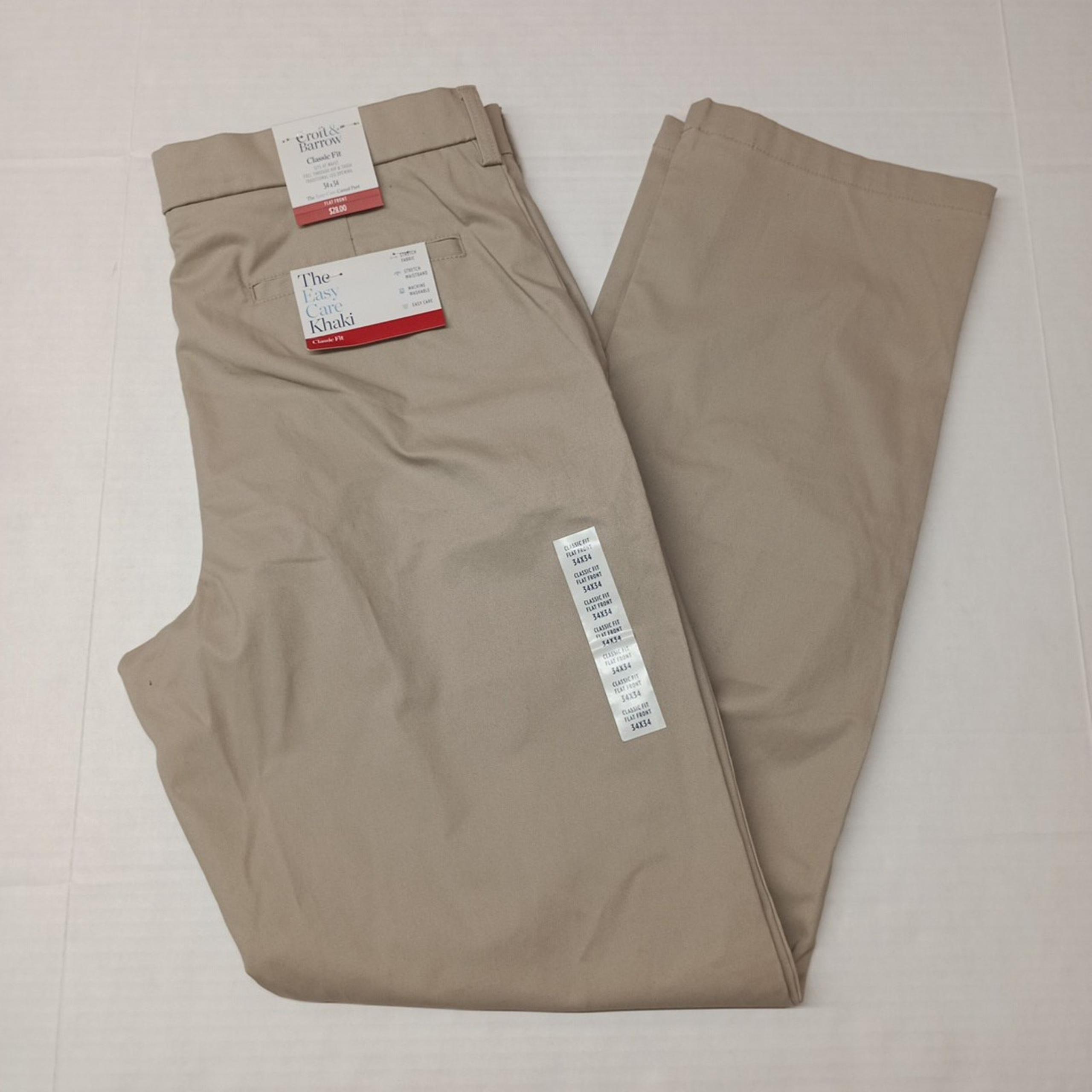 Croft & Barrow Khaki Pants Men's 34x34 Beige Classic-Fit Easy-Care Stretch