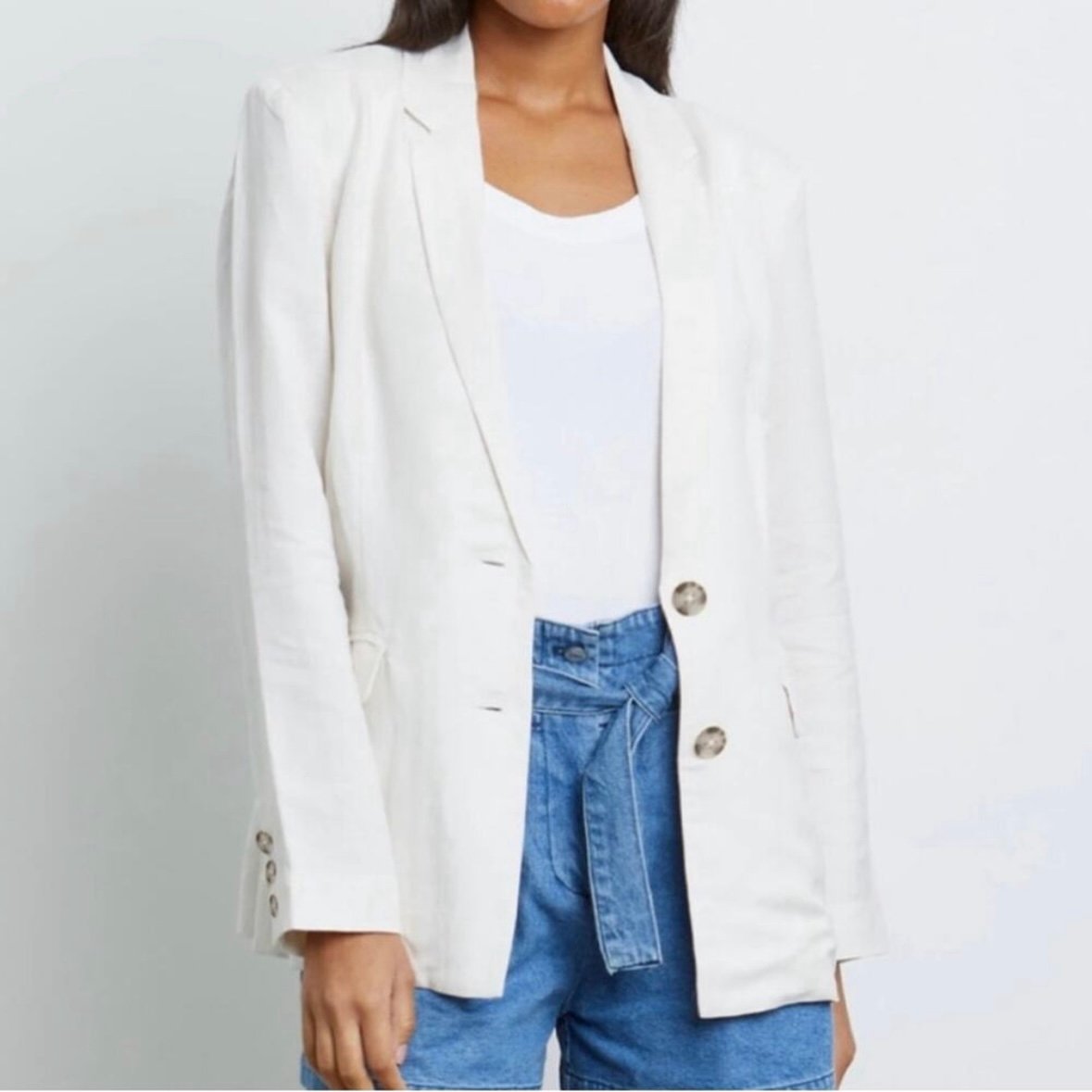 rails - linen flynn blazer jacket buttons lightweight peaked lapels light beige