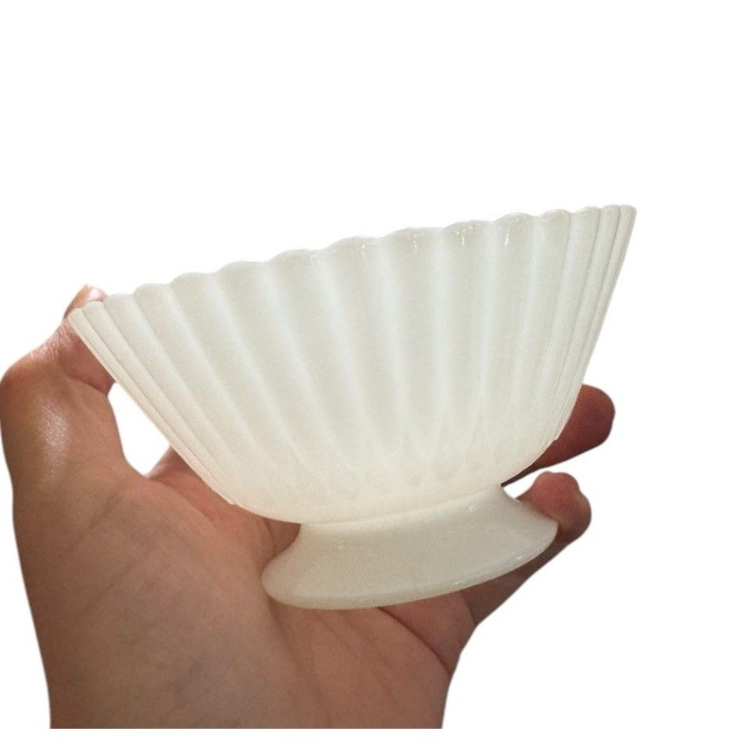 Set Of Four 4 MacBeth Evans White Petalware Footed Sherbet Dish (4)