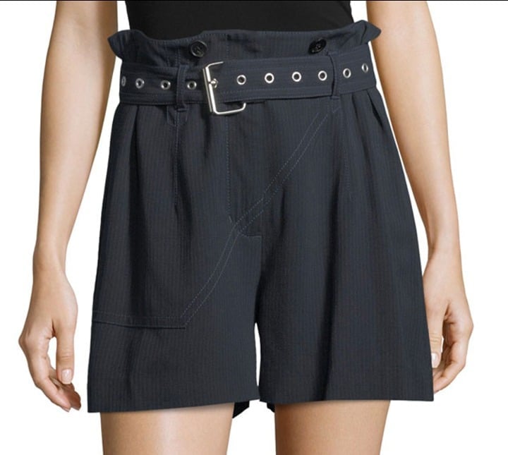 3.1 Phillip Lim High-Waist Belted Pinstriped Utility Shorts size 0 Midnight Navy
