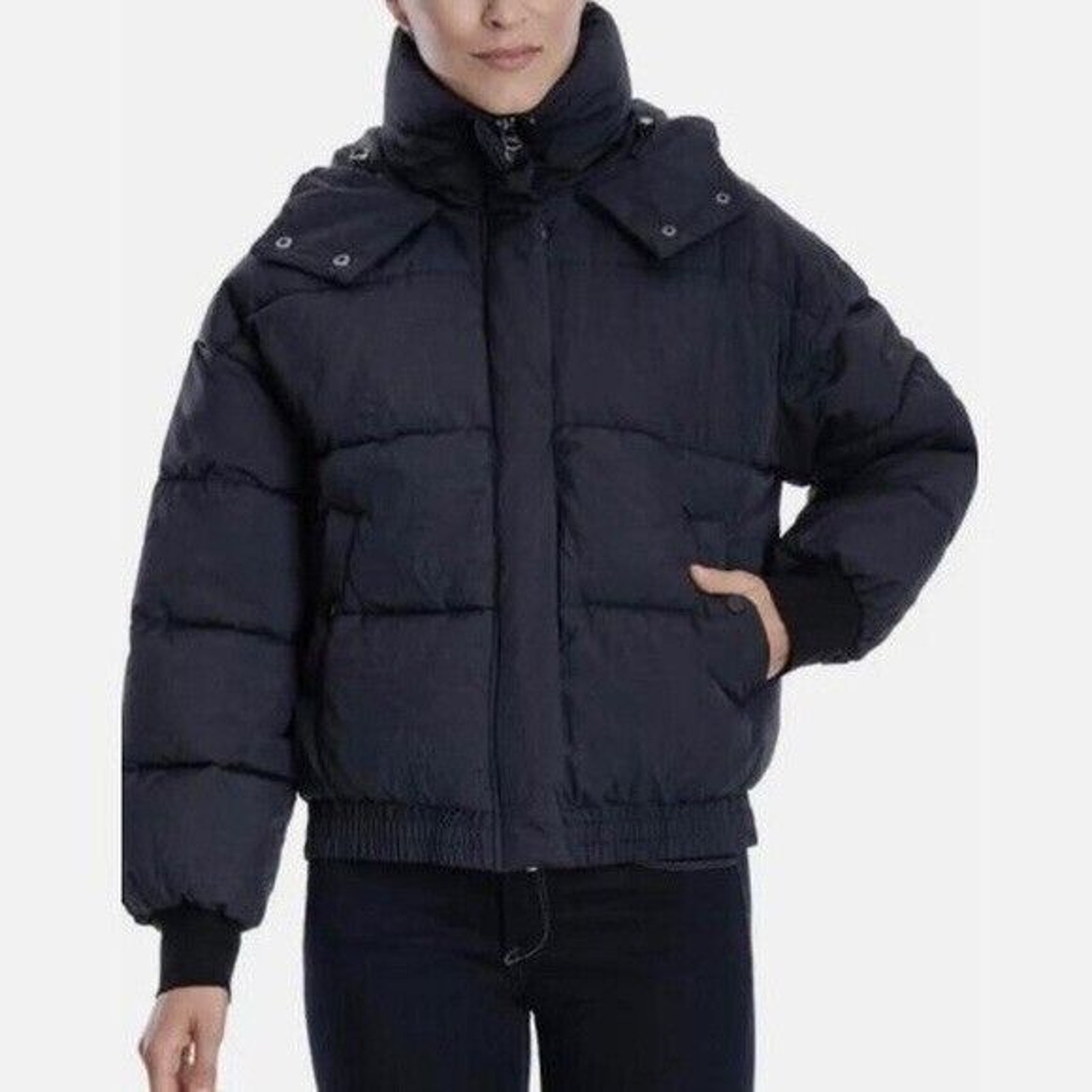 Lucky Brand NWD Women's Hooded Puffer Jacket COAT Black Size M