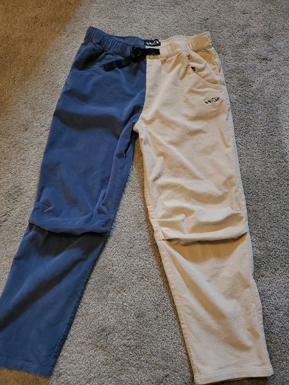 Hiidef Cream and Blue two-toned Corduroy Pants Large