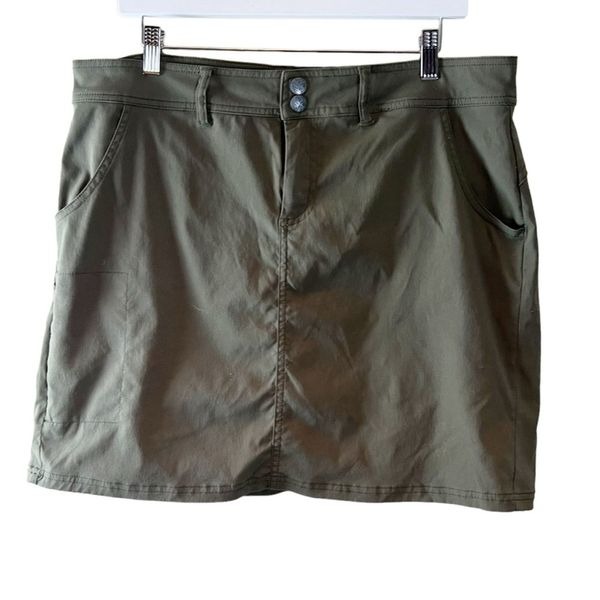 prAna Celesta Skort Womens Stretch Slate Green Hybrid In Out of Water Sz 14
