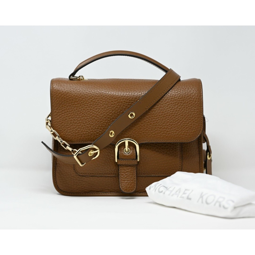 MICHAEL KORS COOPER Large School Satchel Leather Luggage Brown NWT 378