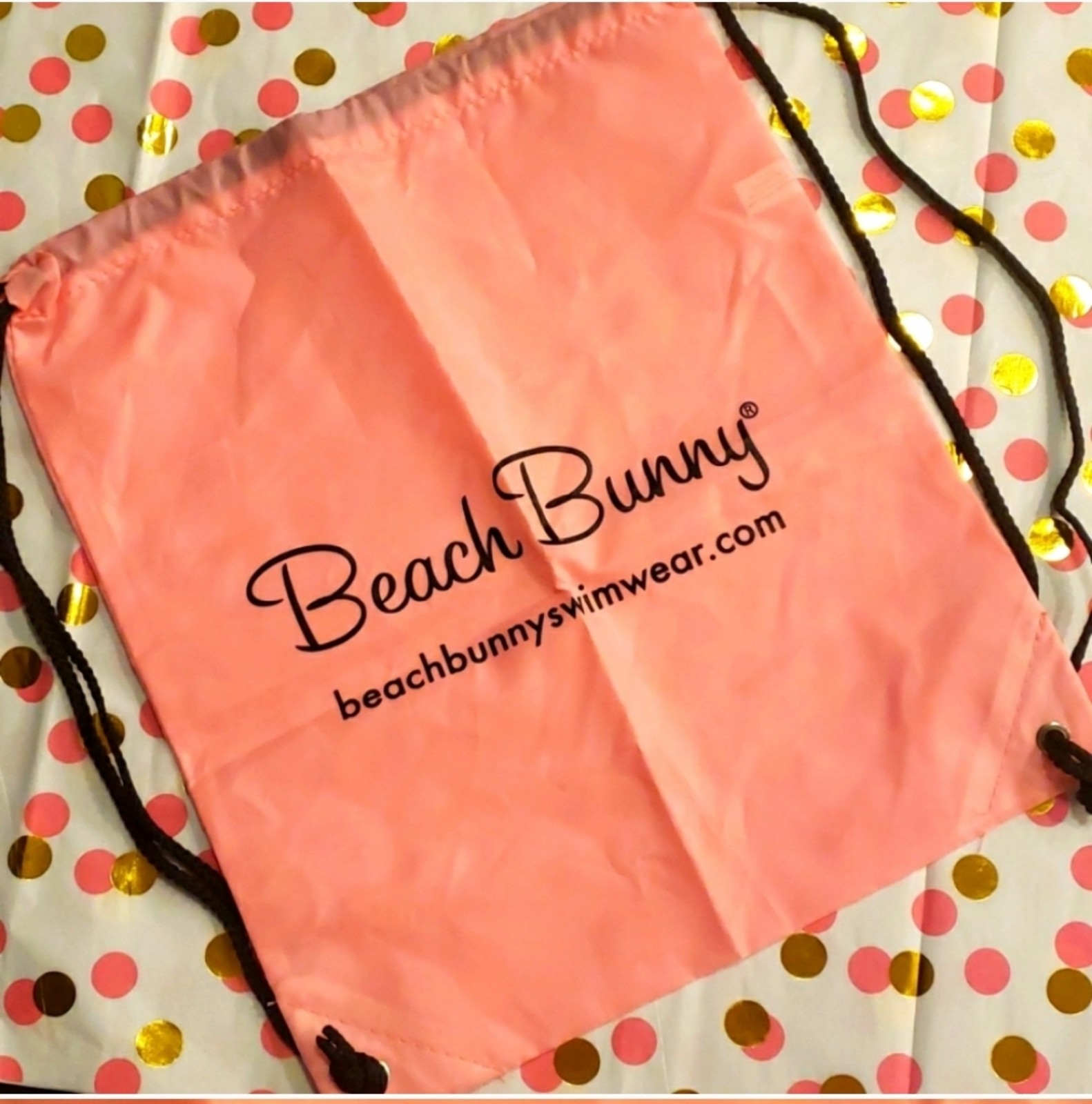 Coral Beach Bunny Drawstring Bag