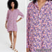 Frank & Eileen Hunter Step Hem Shirtdress in Neon Pink Floral XS
