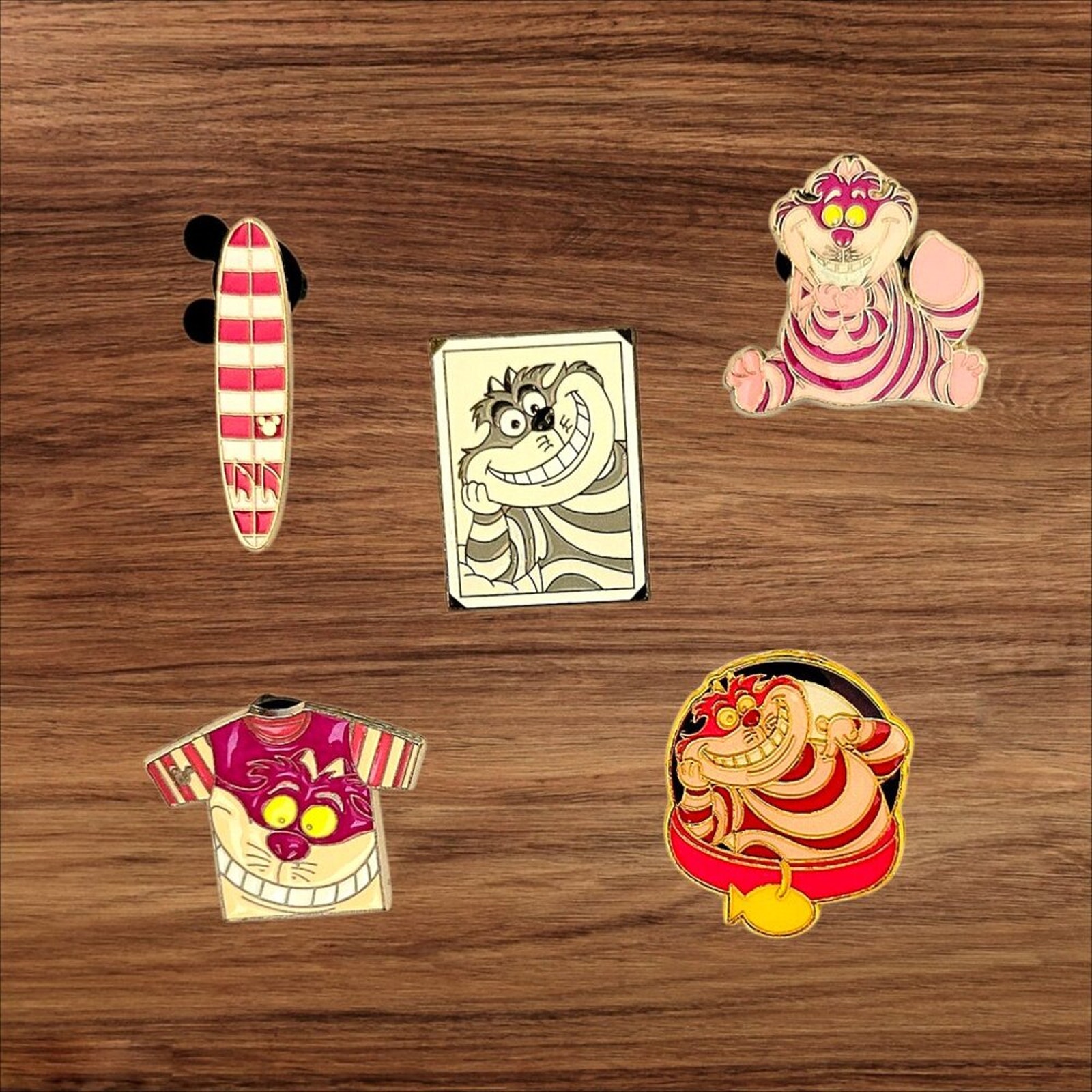 5 Cheshire Cat from Alice in Wonderland Disney Parks Trading Pins, Plus 2 Bonus