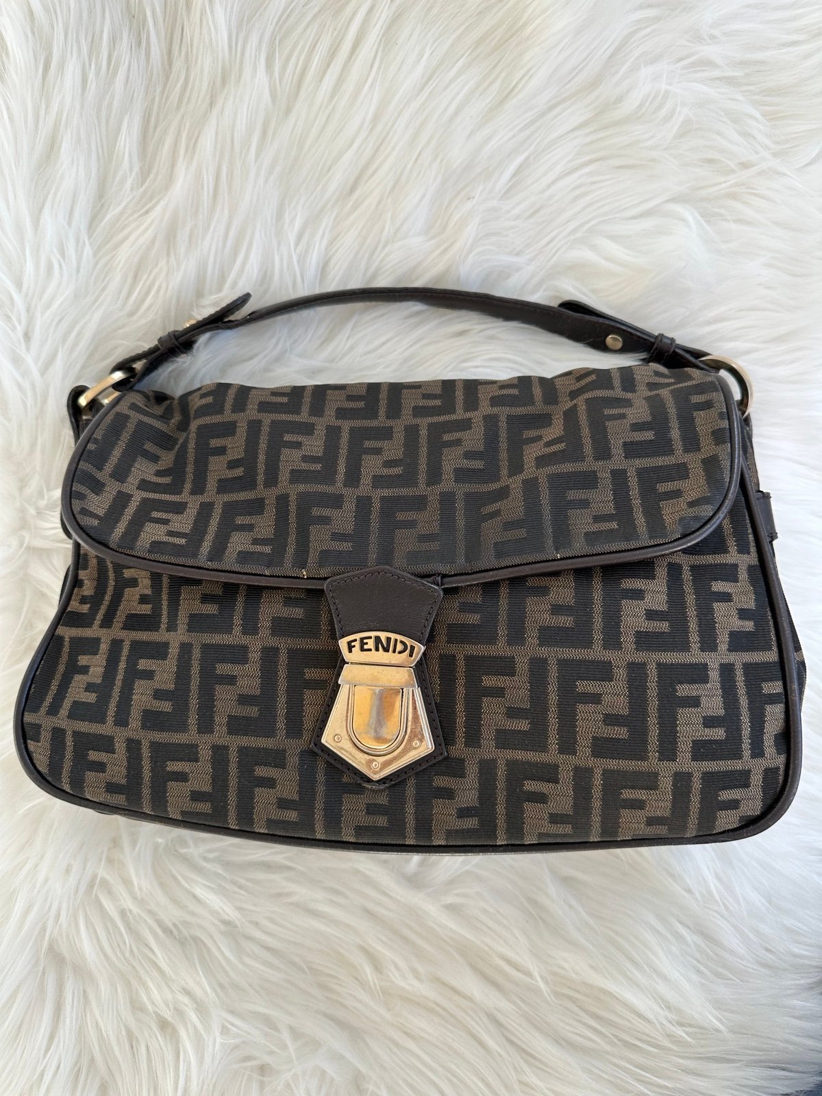 Fendi Fly Convertible Shoulder Bag Zucca Canvas