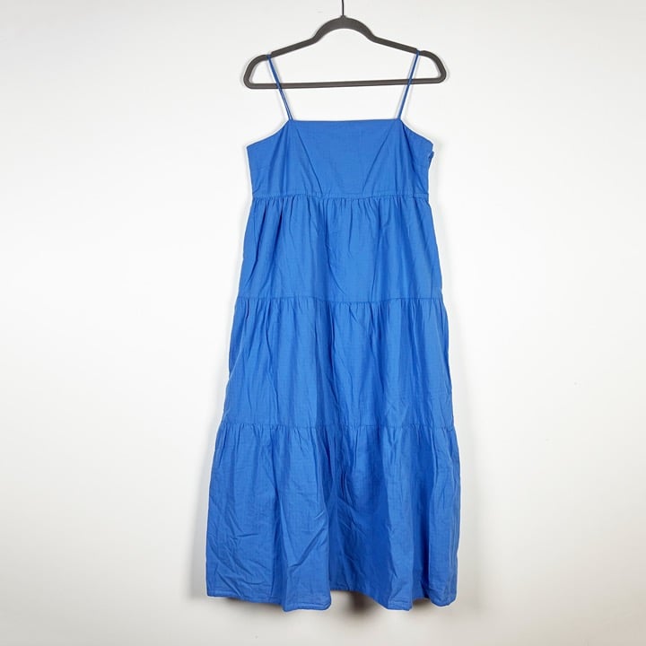 NEW Everlane The Gauze Tiered Organic Cotton Sleeveless Pullover Maxi Dress Sky