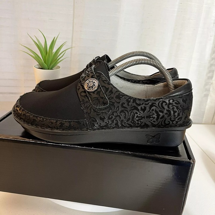 Alegria Brenna Aristoclass Clogs Womens Size 38 Black Slip On Comfort Shoe EUC!