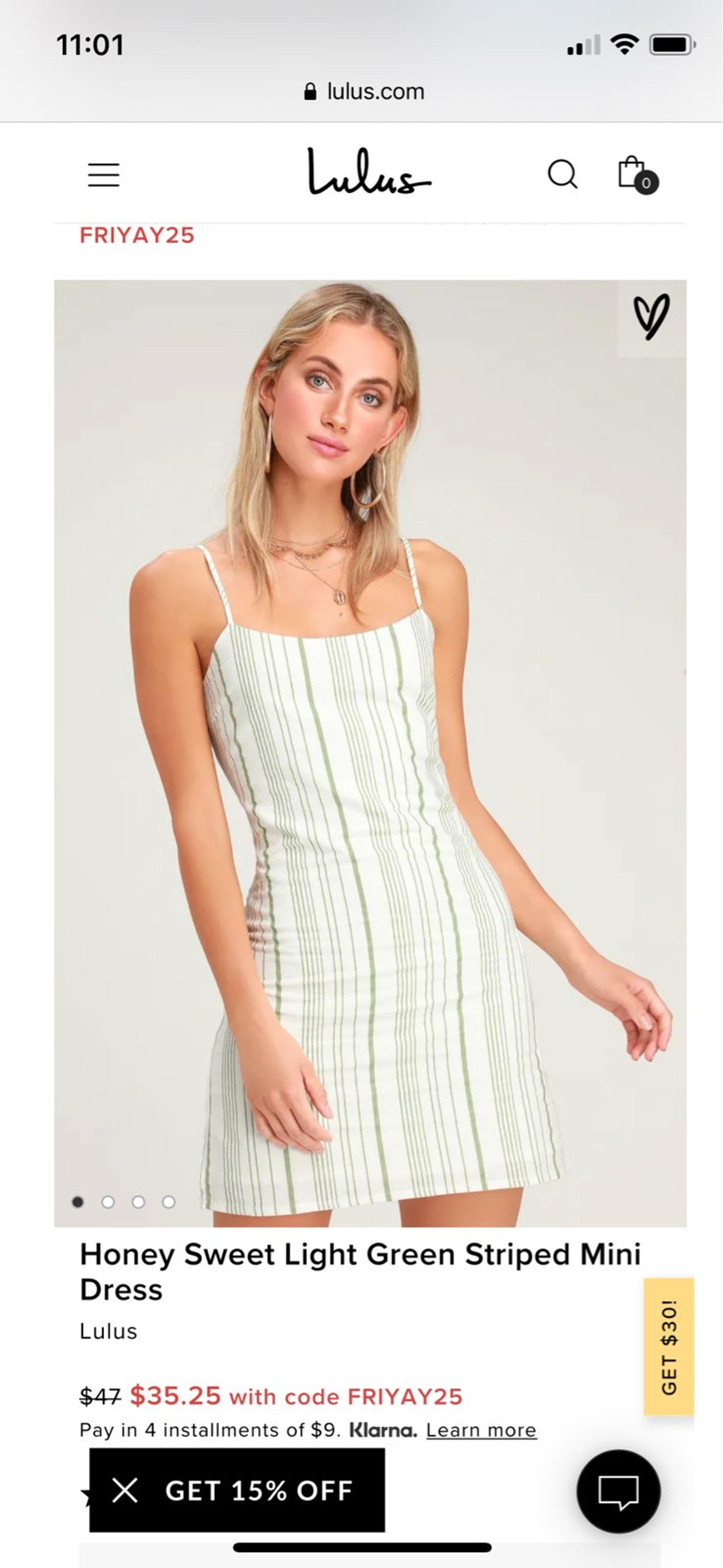 Lulus Mint Green Striped Dress Size L