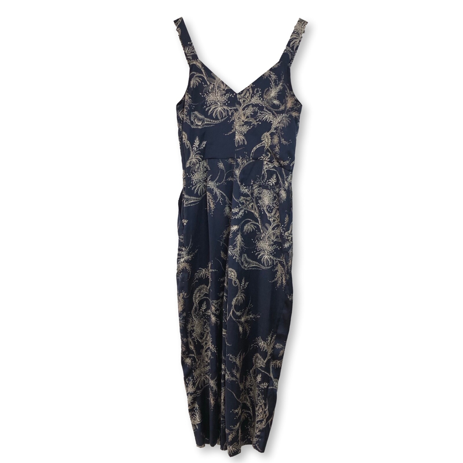 Little Moon Aritzia Petunia Iguana Jungle Print Silky Button Bodice Jumpsuit 2