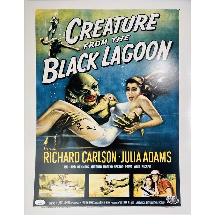 RICOU BROWNING SIGNED 16X20 PHOTO CREATURE FROM THE BLACK LAGOON JSA 447