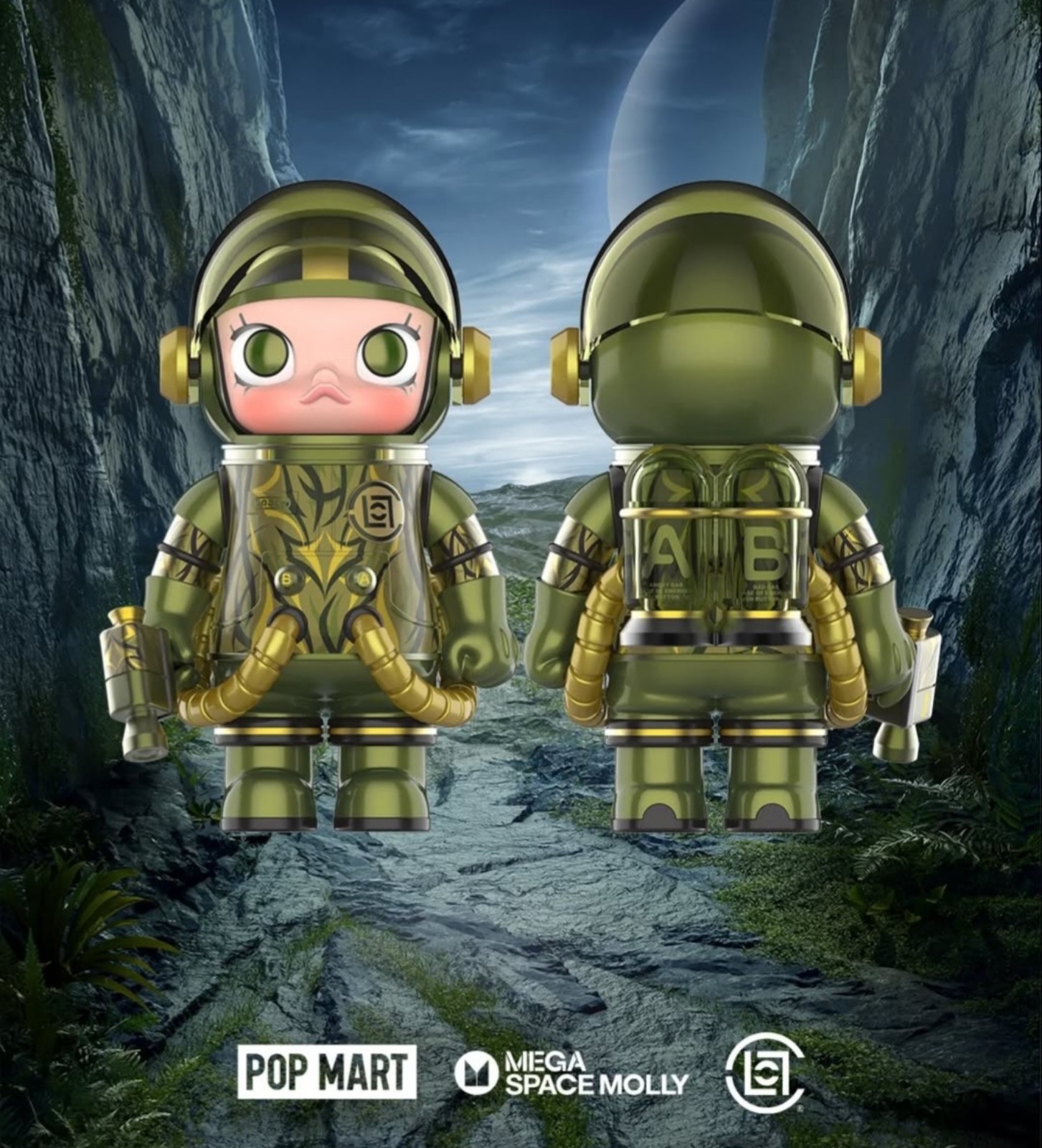 POPMART Space Molly 100% Olive Clot-Alienegra
