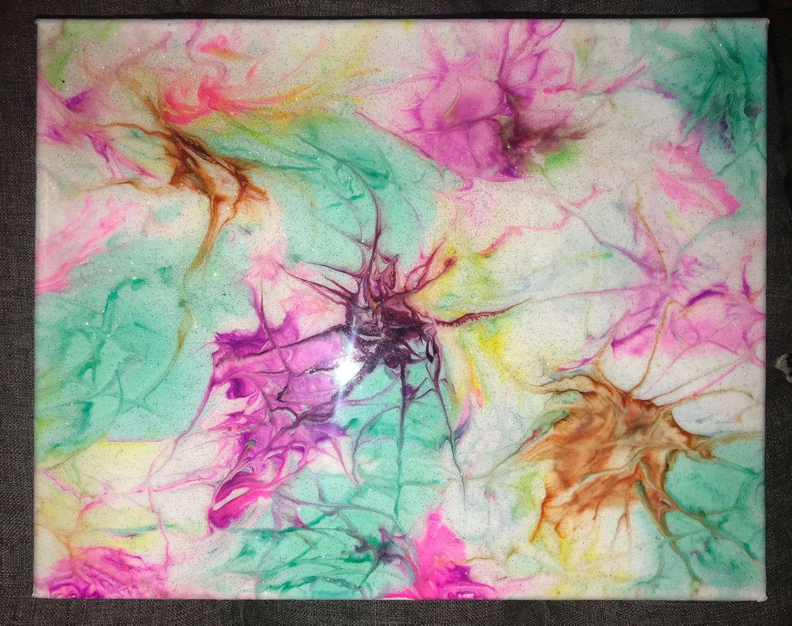 Pastel Paint Splatter “Intertangled Webs” Resin Art on Canvas 8x10 Artwork Decor