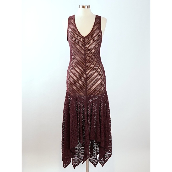 Free People Lila Lace Asymmetric Slip Dress Plum Purple - Size Small