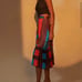 NWT Eva Franco Flounced Midi Skirt brown/orange/blue Sz 2