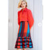 NWT Eva Franco Flounced Midi Skirt brown/orange/blue Sz 2