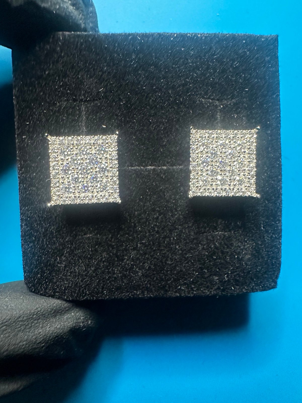 VVS Moissanite Big Flat Square Earrings -Sterling Silver- PASS TESTER- NEW!