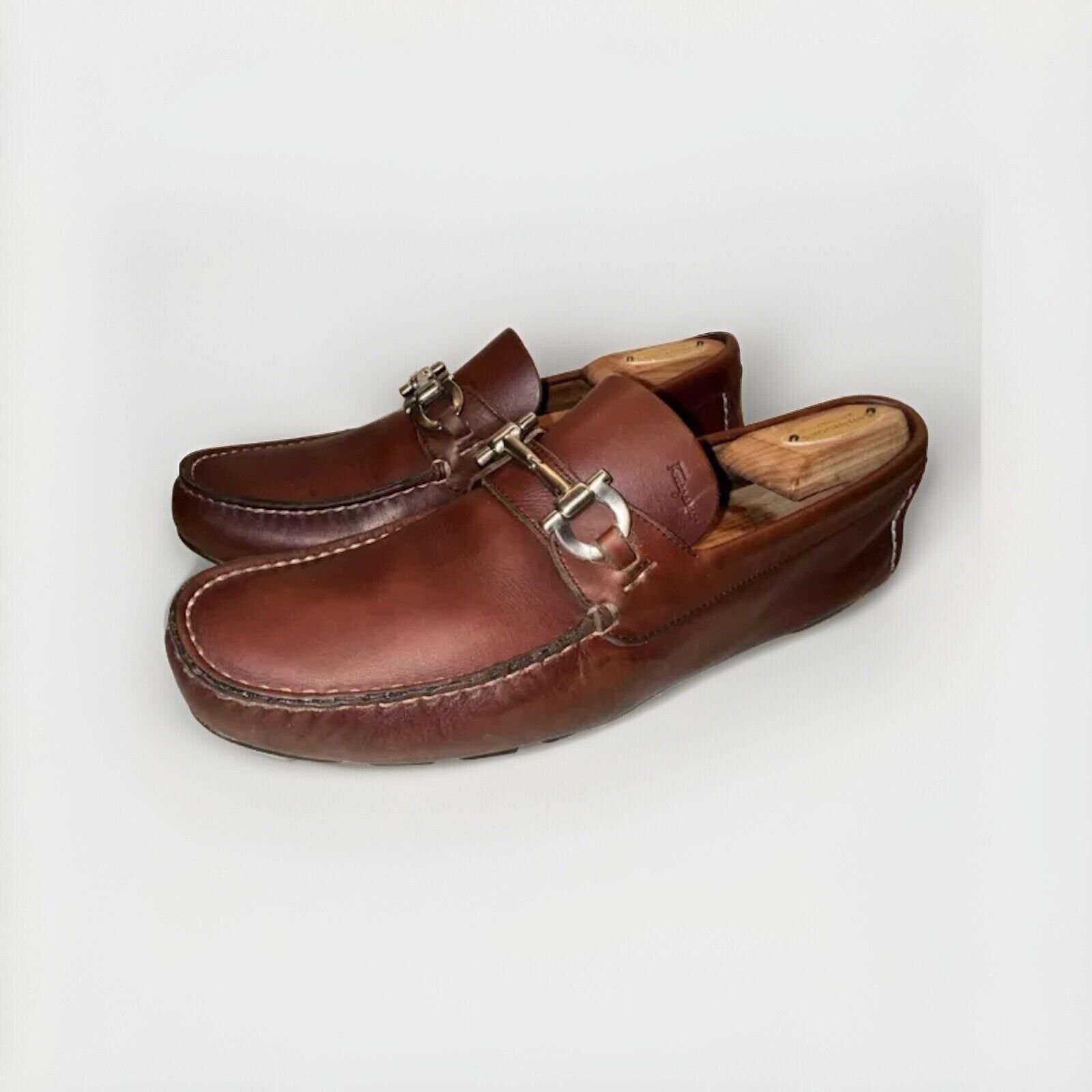 Salvatore Ferragamo Driver Shoes Gancini Ornament US 8 1 D Men's Brown Leather